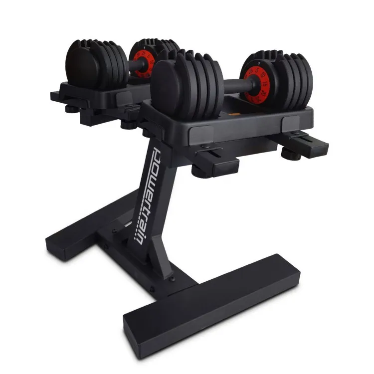 Powertrain 2x GEN2 Pro 25kg Adjustable Dumbbell Set Home Gym Weights with Stand