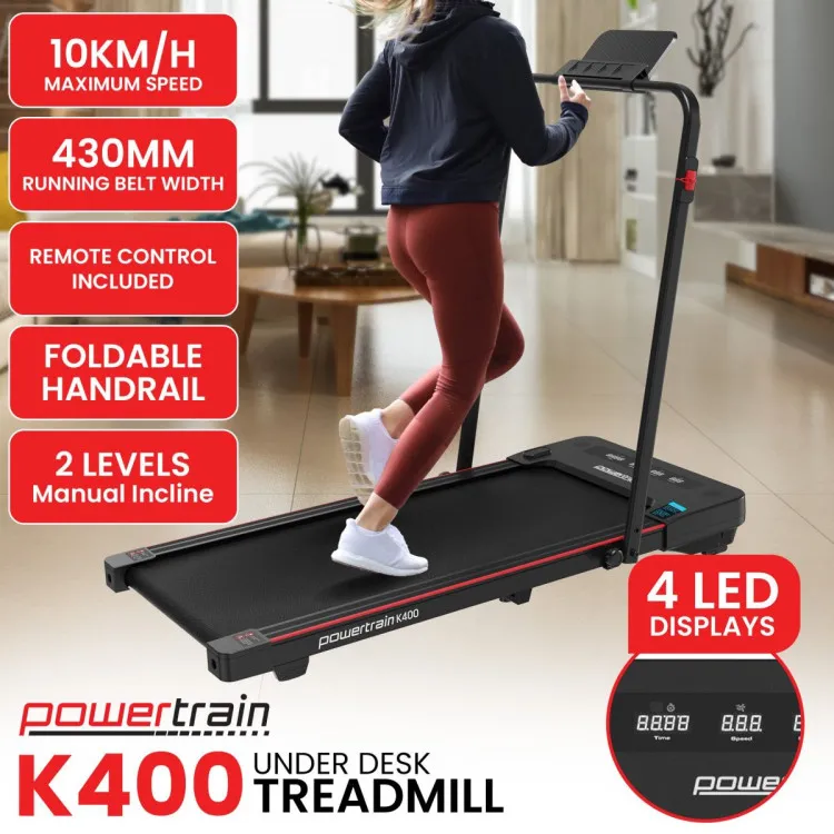 Powertrain K400 Electric Under Desk Treadmill Walking Pad Foldable Handrail