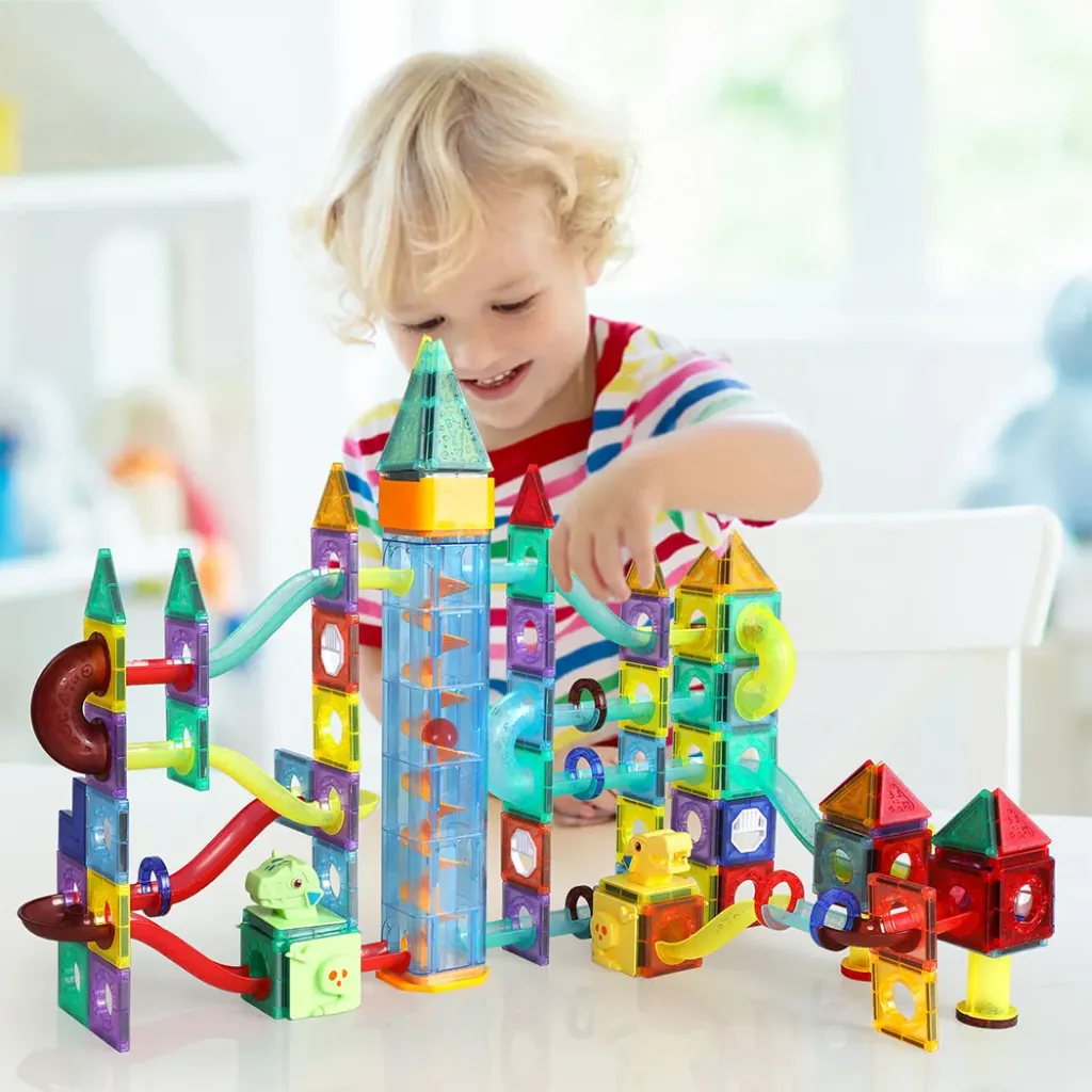 Kids Magnetic Tiles Blocks Dinosaur 185pcs