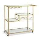 Artiss Bar Cart Drink Trolley Serving Cocktail Wine Rack Glass Holder 102cm Gold