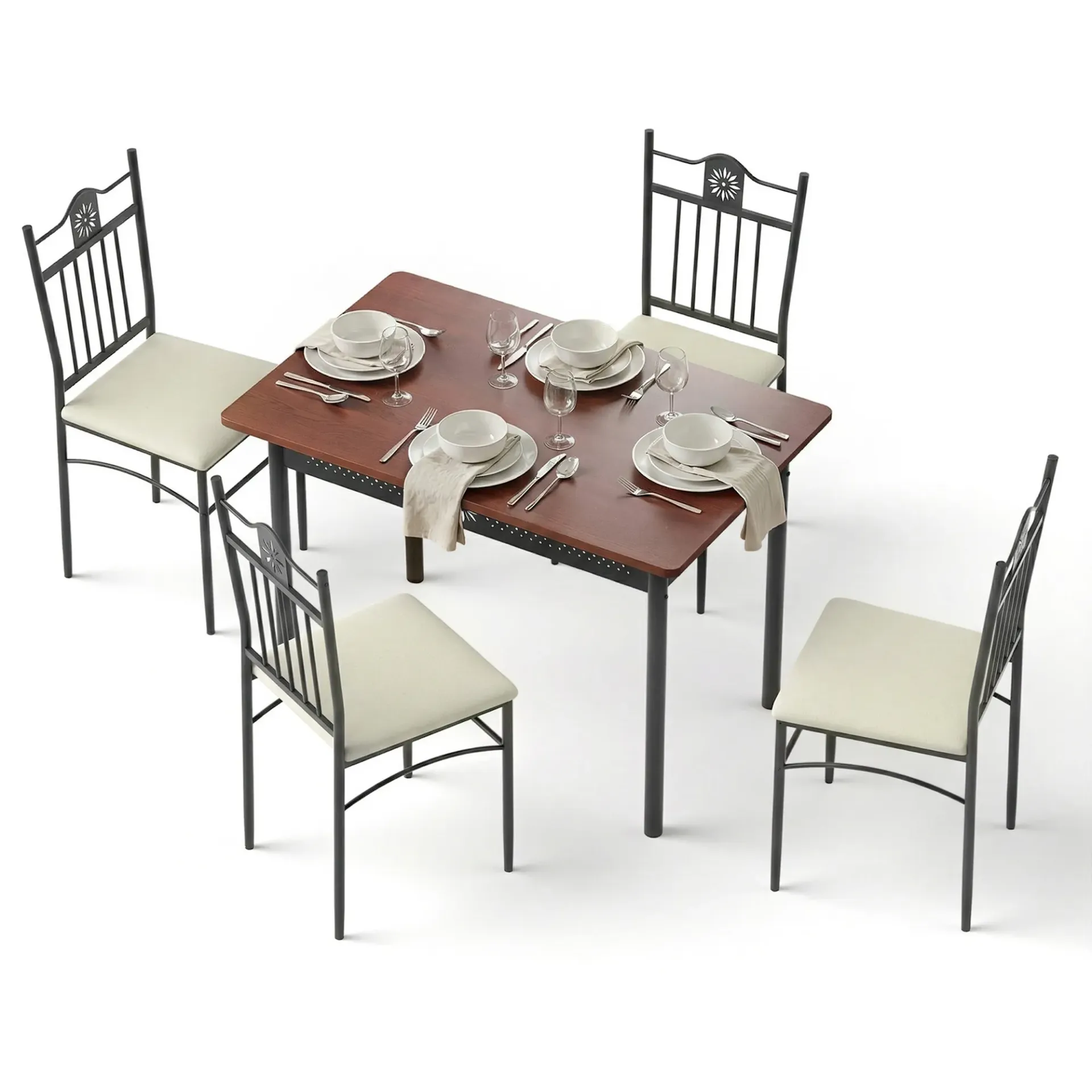 Artiss Dining Table and Chairs Set of 5 Compact Kitchen Furniture Upholstered