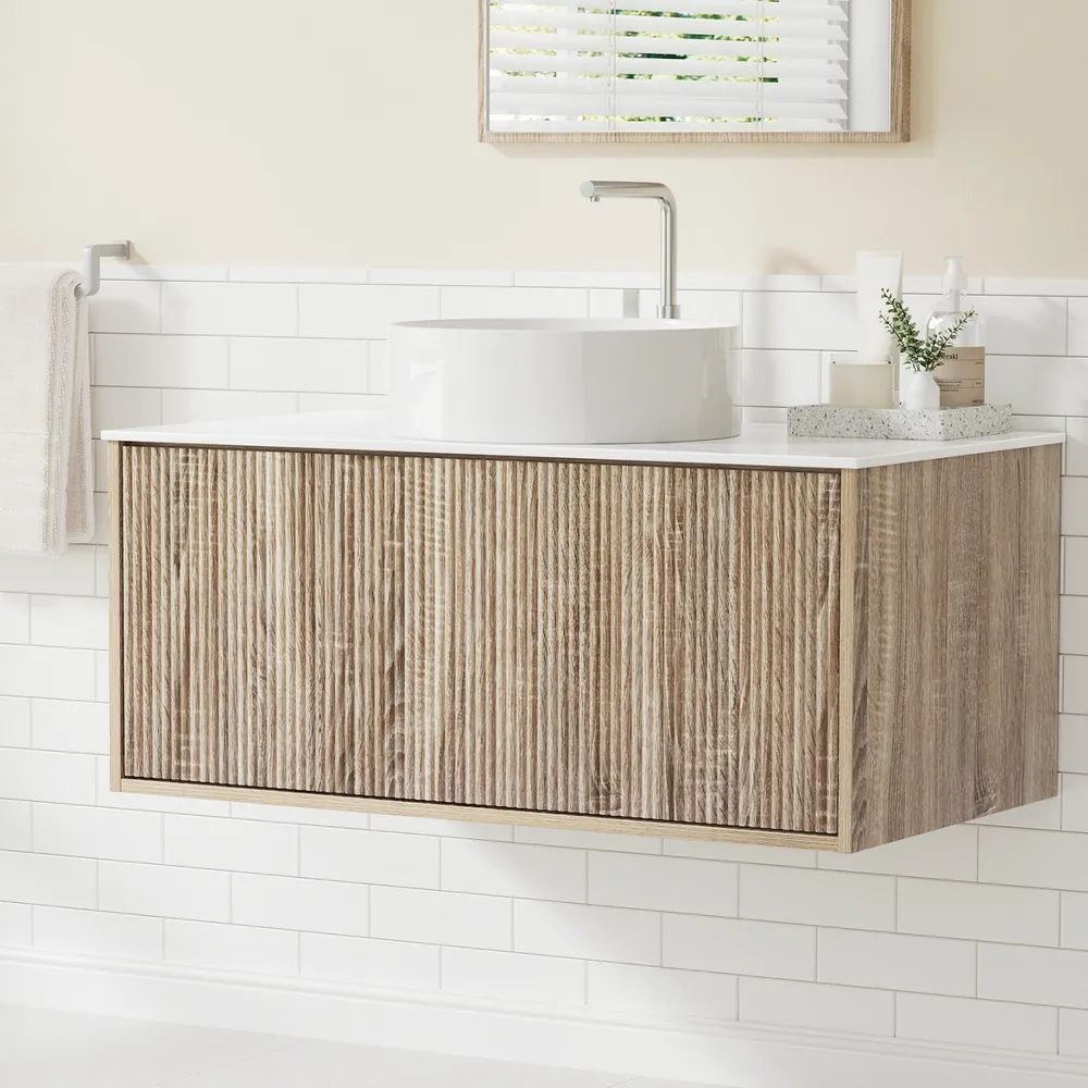 Cefito Vanity Unit 915mm with Basin Oak (line pattern)