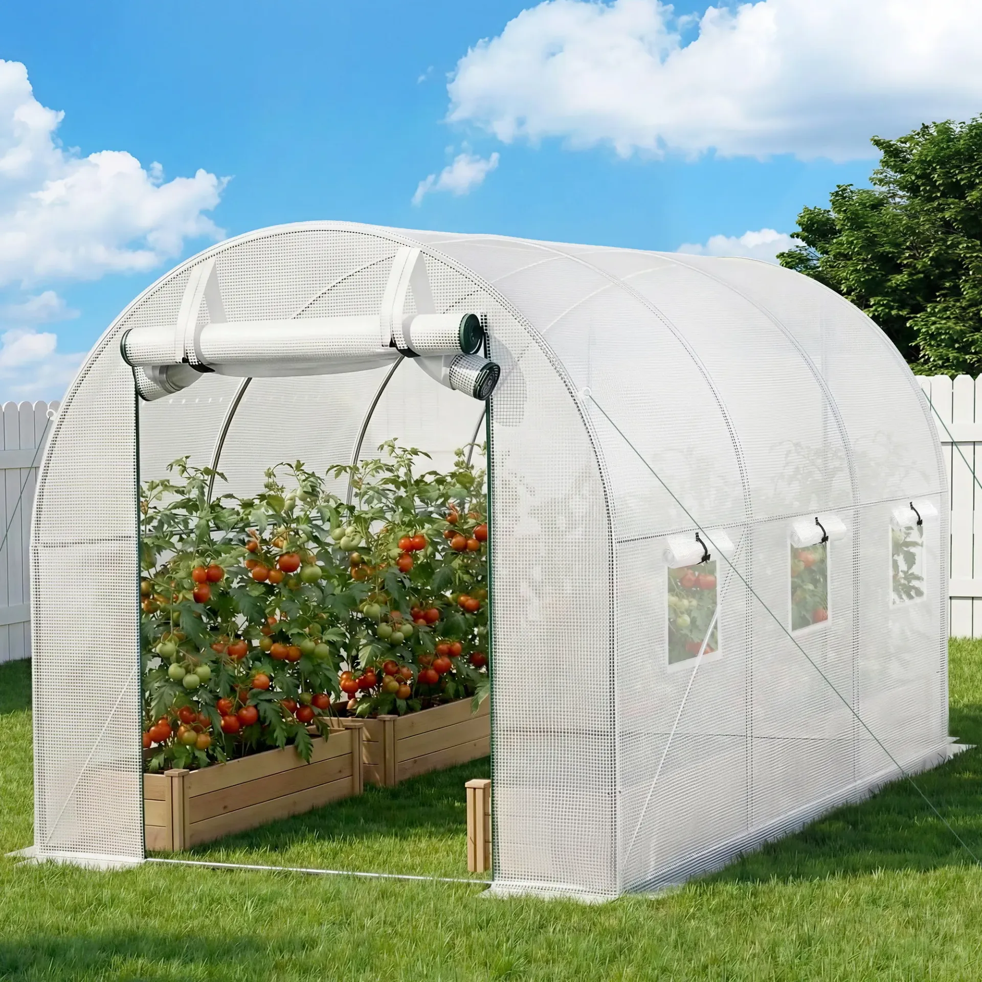 Green Fingers Greenhouse 3x2x2M Walk in Green House White