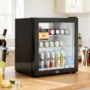 Devanti 40L Bar Fridge Glass Door Mini Fridge Countertop Cooler Black