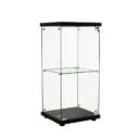 Stacked Display Cabinet Collection Storage Tempered Glass 2 Tier With Lock Black