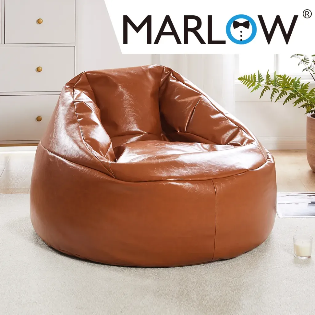 Marlow Bean Bag Chair Cover PU Couch Tan