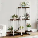 Plant Stand with Wheels Indoor Outdoor Flower Rack Display
