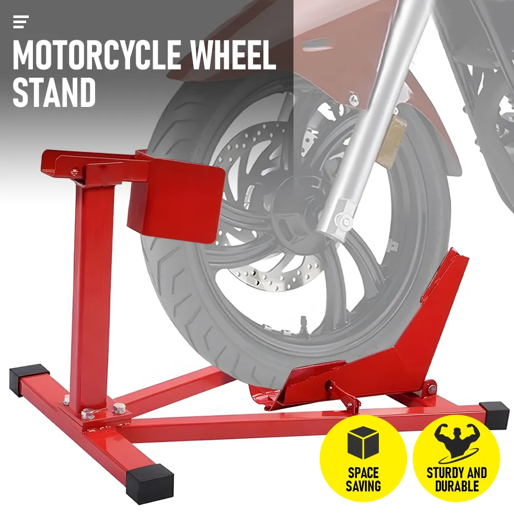 Heavy-Duty Motorcycle Motorbike Front Wheel Chock Lift Stand 15"-21" Tires Standard Motorcycles