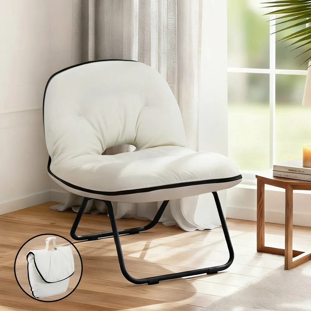 Artiss Foldable Chair 2-In-1 Armchair Lounge Chair Portable (white/black)
