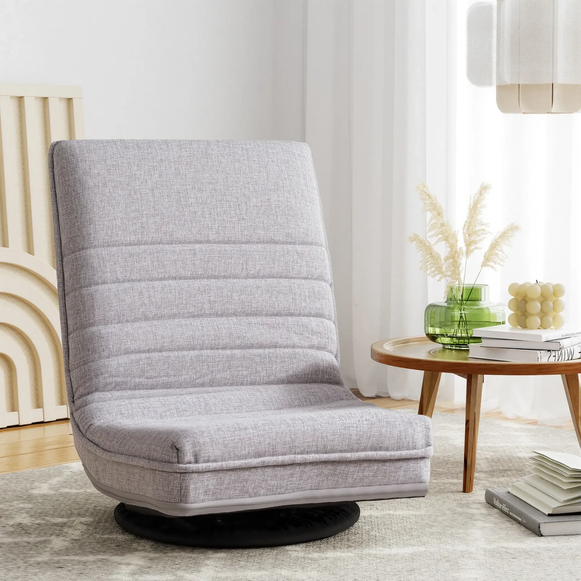 Ariss Swivel Floor Chair 360 Adjustable Foldable Lounge Seat Floor Sofa Chair Grey