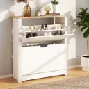Levede Narrow Shoe Cabinet Organiser Storage Rack Flip-up Drawer 12 Pairs White