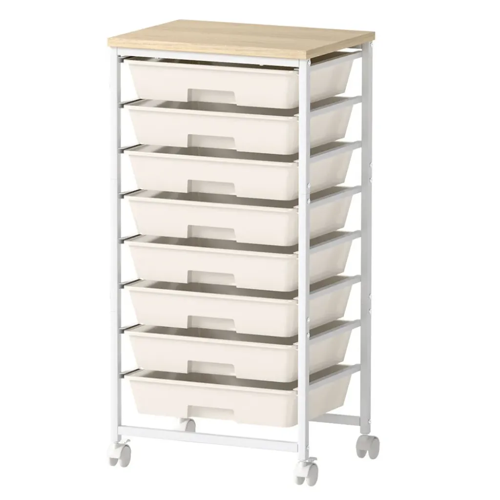 Levede 8 Drawers Storage Trolley Utility Cart Plastic Mobile Organiser Unit