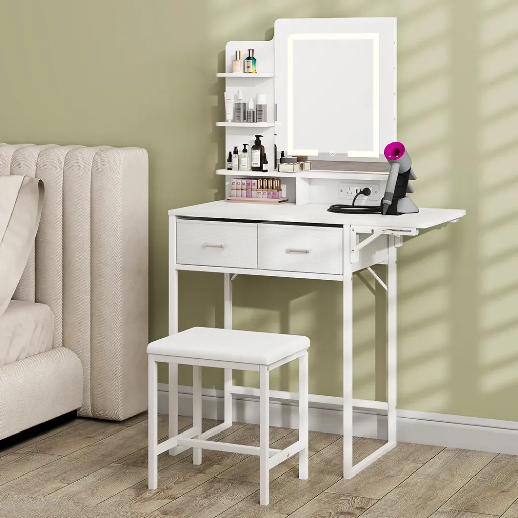Levede Dressing Table LED Makeup Mirror Stool Set Vanity Desk Fold-up Panel