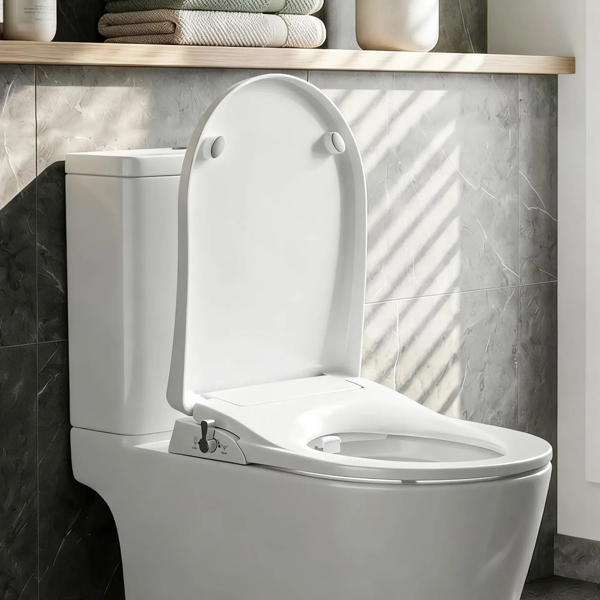 Cefito Non Electric Bidet Toilet Seat D-Shape Dual Nozzle Soft Close WaterMark DIY