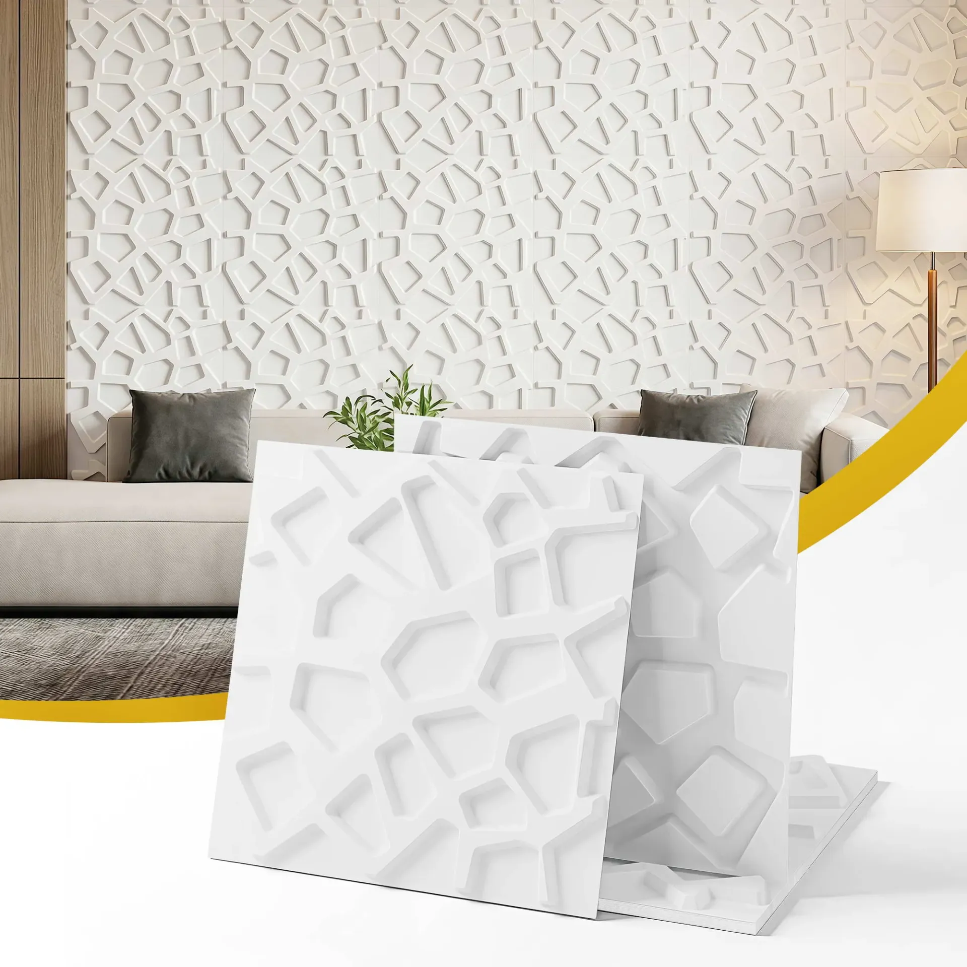 Artiss 3D Wall Panels PVC Decorative Panels 50x50cm Set of 15 Feature Wall Poly