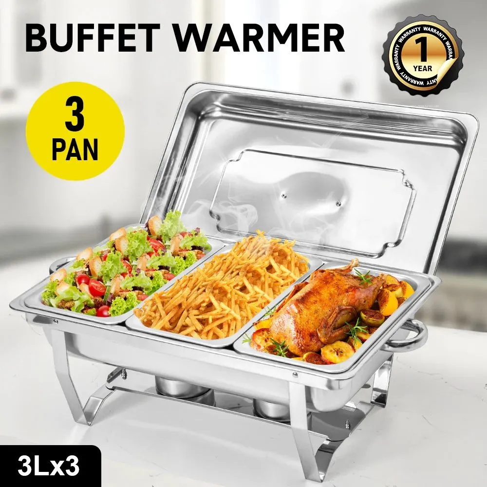 Alston 3LX3 Chafing Dish Set, Premium 410 Stainless Steel Buffet Warmer