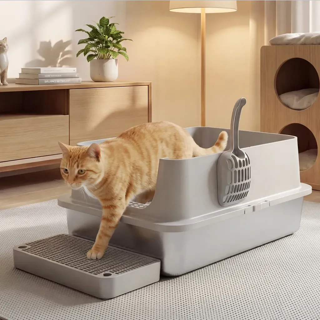Pawz Stainless Steel Cats Litter Box Hooded High Enclosed Large Kitty Toilet