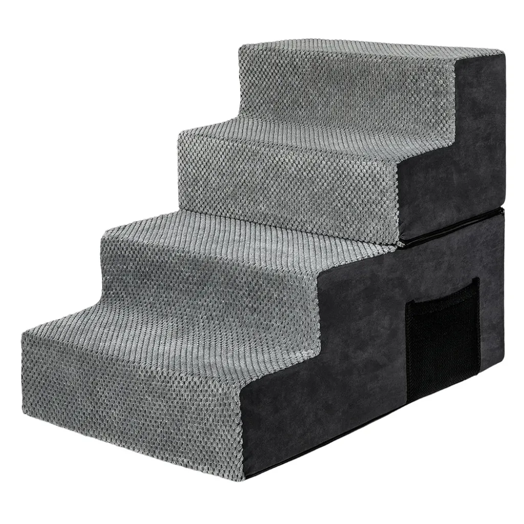 Pawz 4 Steps Pet Stairs Dog Ramp High Density Foam Grey