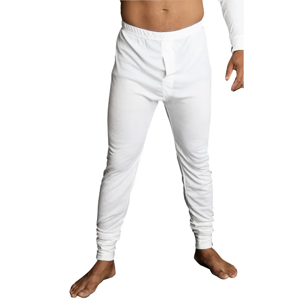 Mens Thermal Long John Pants Merino Wool Blend Base Layer Winter Warm - Beige (S)