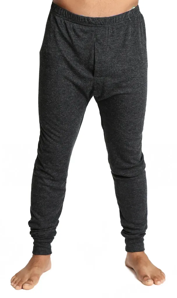 Mens Thermal Long John Pants Merino Wool Blend Base Layer Winter Warm - Black (S)