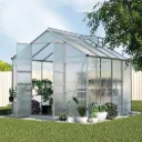 Green Fingers Greenhouse 2.42x2.5x2.26M Aluminium Double Doors Green House Garden Shed