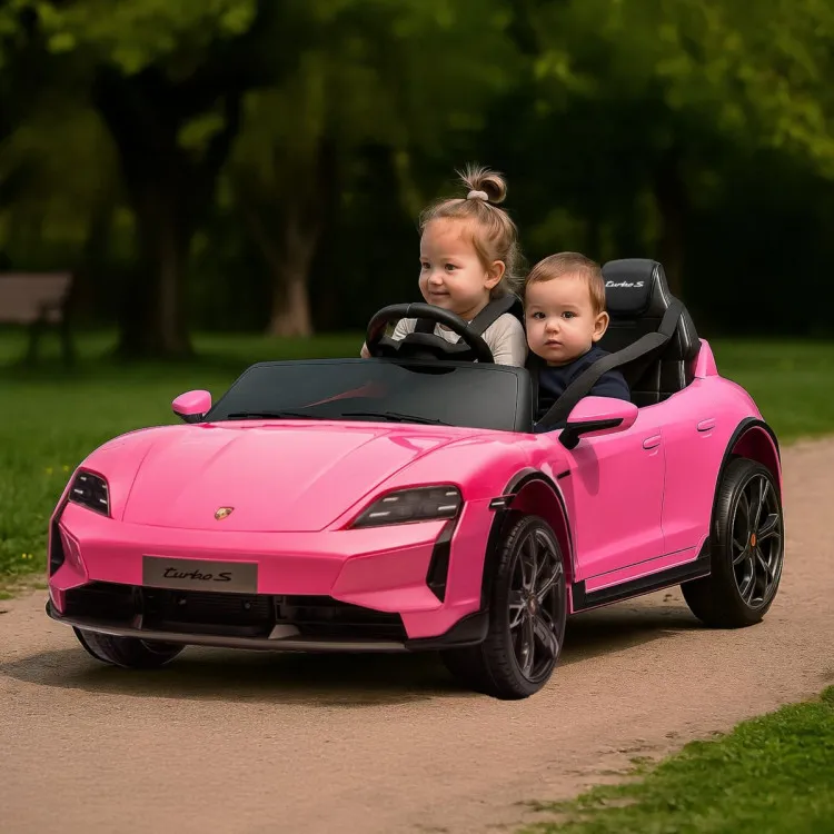Kahuna Porsche Taycan Turbo S Kids Electric Ride On Car w/Remote Control 90W Four Wheel Suspension 2 Seater w/Seat Belt