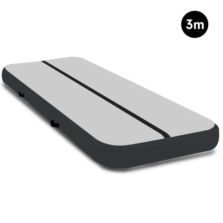 3m Airtrack Tumbling Mat Gymnastics Exercise Air Track - Grey Black