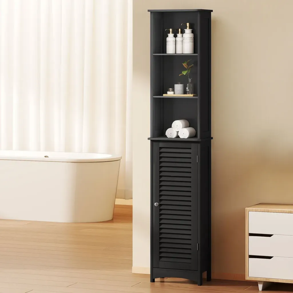 Levede Tall Bathroom Cabinet Storage 166cm Tallboy Cupboard Adjustable Shelf