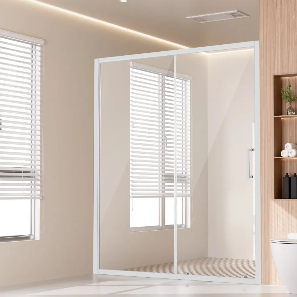 Semi-frameless Shower Door 57.7-59" x 70" SGCC Tempered Glass 1/4" Chrome