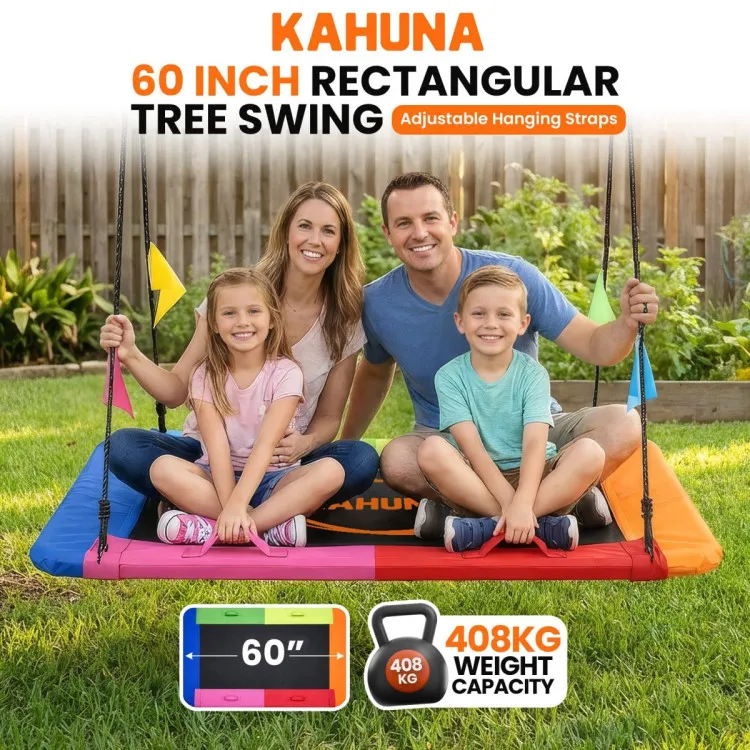 Kahuna 60 Inch Rectangular Tree Swing with Foam Padded Tubes and Accessory Kit