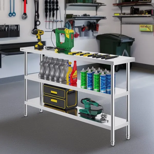 Stainless Steel Food Prep Table, 356 x 1524 x 864 mm Commercial Kitchen Worktable