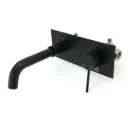 Matt Black Round Basin Mixer Bathtub Wall Mounted Faucet Tap Laundry Spout Set