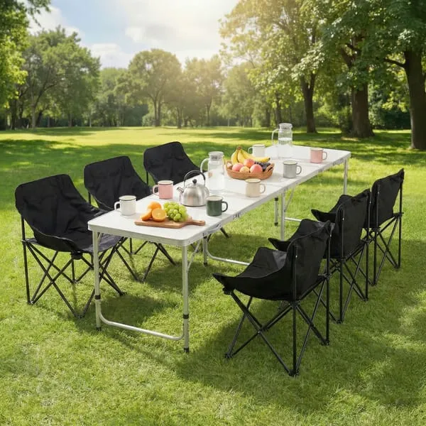 Weisshorn 7pc Camping Table Chair Set Outdoor Aluminium Portable Picnic
