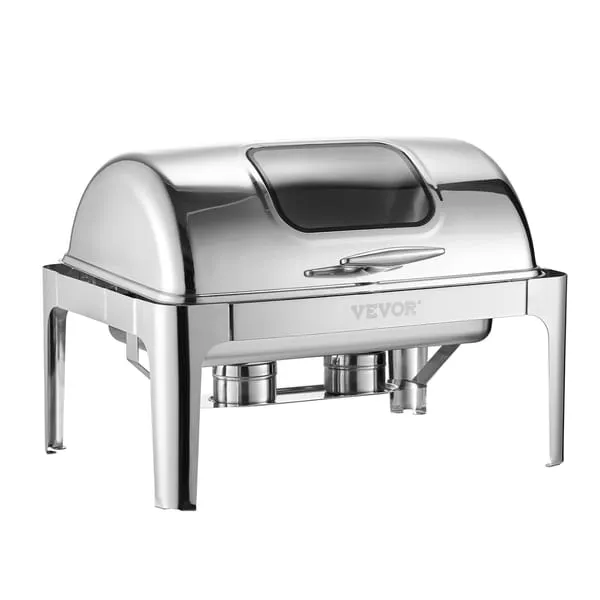 Roll Top Chafing Dish Buffet Complete Set, 9 Qt 1 Pack Stainless Steel