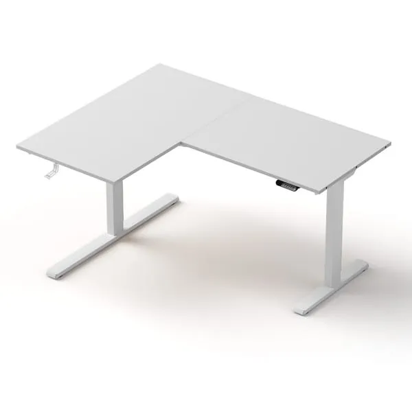 Artiss L-Shape Standing Desk Sit Stand Up Height Adjustable Electric Motorised White