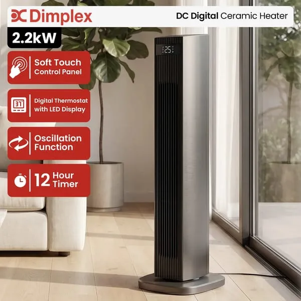 Dimplex 2.2kW DC Digital Ceramic Oscillating Electric Heater with Timer