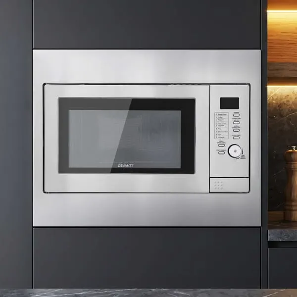 Devanti Built In Microwave Oven 30L Grill Air Fry Convection Silver
