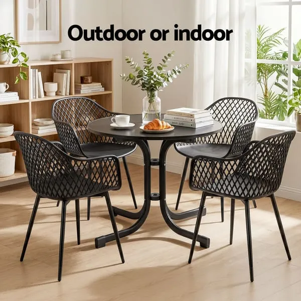 Gardeon 5PCS Outdoor Dining Set Table and Chairs Patio Furniture Garden Diamond Black