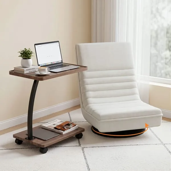 Artiss Floor Lounge 360° Swivel Foldable Sofa Chair and Side Table with Castors Set