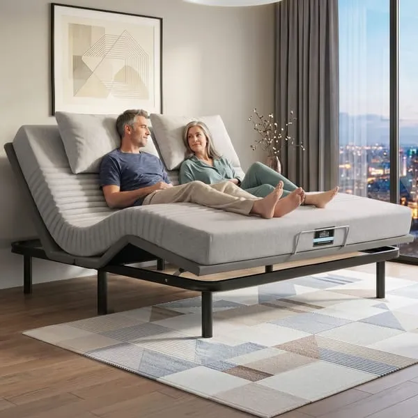 Artiss King Bed Frame and Giselle Bedding King Memory Foam Mattress Set, Electric Bed Base with Zero Gravity & 7 Zone Cooling Comfort