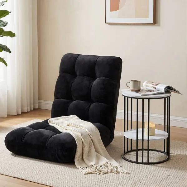Artiss Sofa Bed Floor Lounge Recliner Foldable Chair & Side Table Bundle
