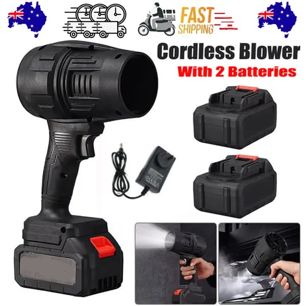 Cordless Blower Portable Handheld Electric Brushless Turbo Jet Fan w/2 Batteries