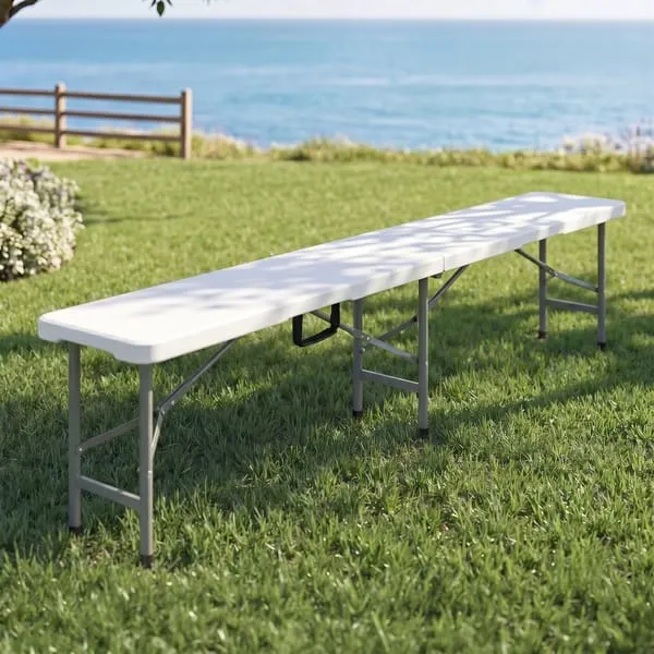 Gardeon 180cm Garden Bench Camping table Portable Trestle Seat HDPE White