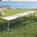 Gardeon 180cm Garden Bench Camping table Portable Trestle Seat HDPE White