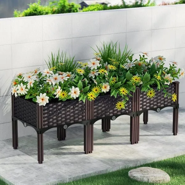 Green Fingers Garden Bed 120x40x36cm PP Planter Box Raised Container Growing Herb