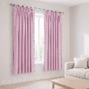 Marlow Blackout Curtains Pink 2 Panels Thermal Insulated Pom Pom 132cm x 213cm