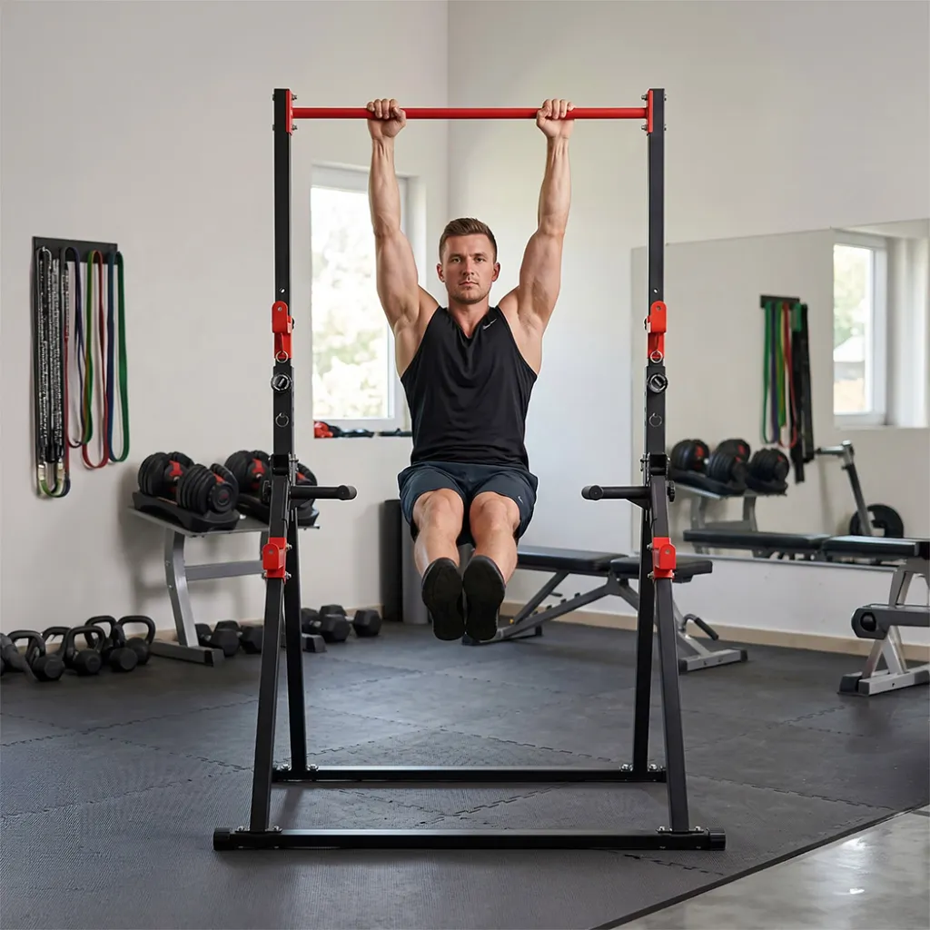 Centra Foldable Power Tower Pull Up Dip Station Adjustable Height Home Gym 220kg