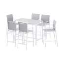 Gardeon 7PCS Outdoor Bar Set Stools Dining Chairs Table Patio Steel Bistro Set White