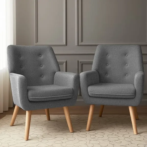 Artiss 2X Armchair Lounge Chair Accent Tub Chair Grey ANNE