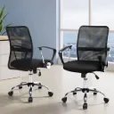 Artiss 2x Mesh Office Chair Mid Back Black